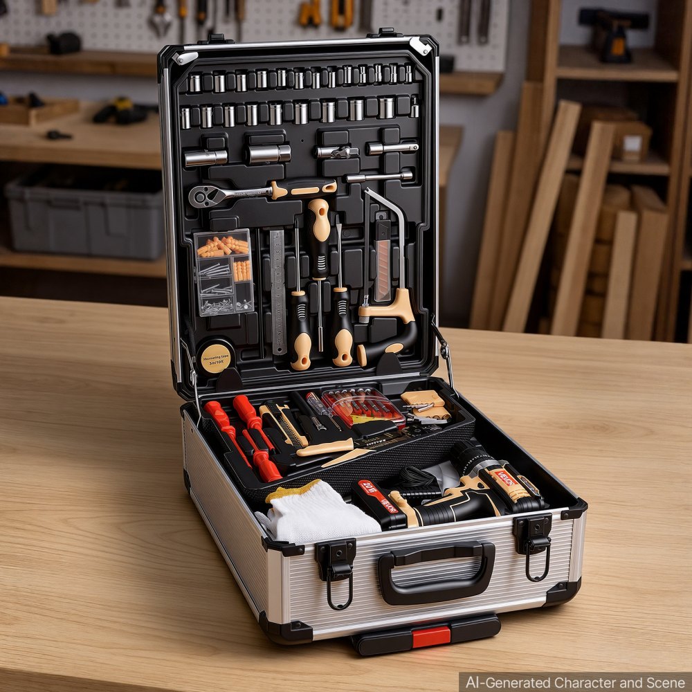 VEVOR Tool Kit 521-Piece General Household Tool Kit for Home Maintenance, For Everyday House Repairs, DIY Projects, with Portable Storage Case, High-Quality Steel, with Cordless Drill, Bits, Hammer