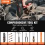 VEVOR tool kit with cordless screwdriver, precision screwdrivers, claw hammer, pliers, and more.