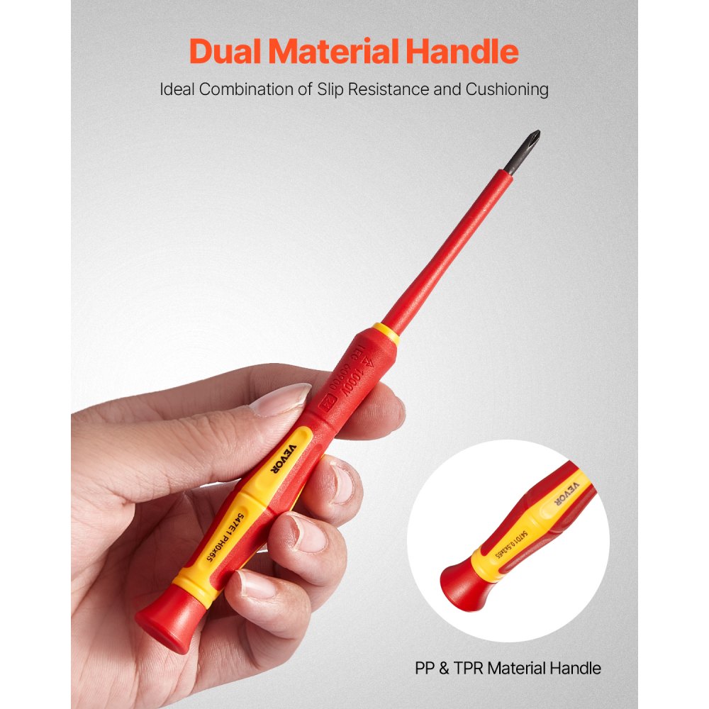VEVOR Insulated Screwdriver Set, 6-Piece Professional Electrical Screwdriver Set, 1000V Insulated Electrician Tool Set, with Magnetic Phillips Slotted Tips, 360-Degree Rotating Screwdriver and Bag