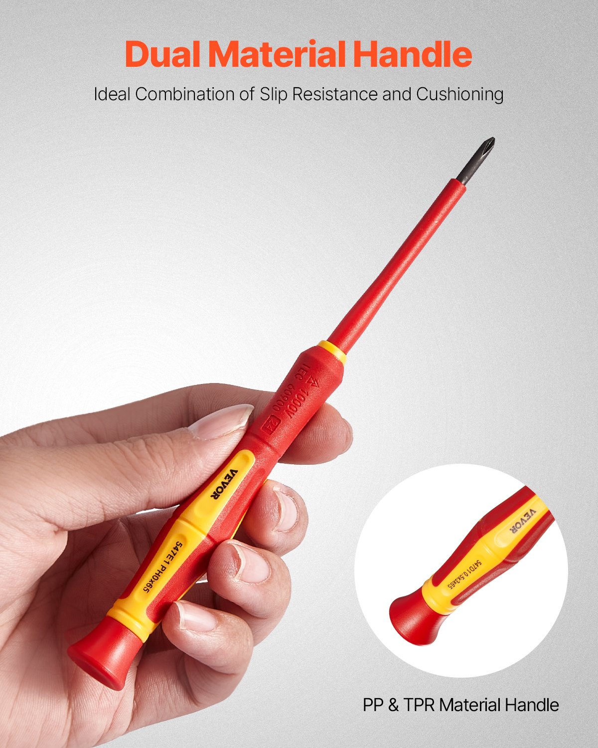 VEVOR Insulated Screwdriver Set, 6-Piece Professional Electrical Screwdriver Set, 1000V Insulated Electrician Tool Set, with Magnetic Phillips Slotted Tips, 360-Degree Rotating Screwdriver and Bag