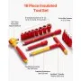 VEVOR Insulated Socket Set, 16-Piece Insulated Wrench Tool Set, 1000V Insulated Socket Tool, with Insulated Sockets, Insulated T-Handle Wrench, Drive Rachet, Extensions, for Electricians Home Repair