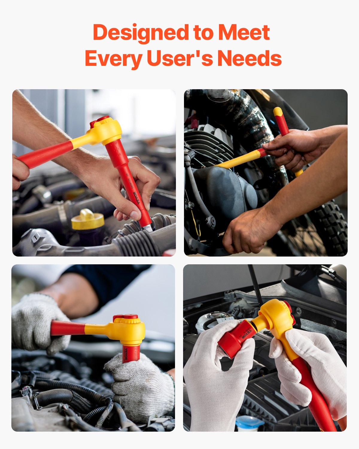 VEVOR Insulated Socket Set, 16-Piece Insulated Wrench Tool Set, Insulated Socket Tool, with Insulated Sockets, Insulated T-Handle Wrench, Drive Rachet, Extensions, for Electricians and Home Repair