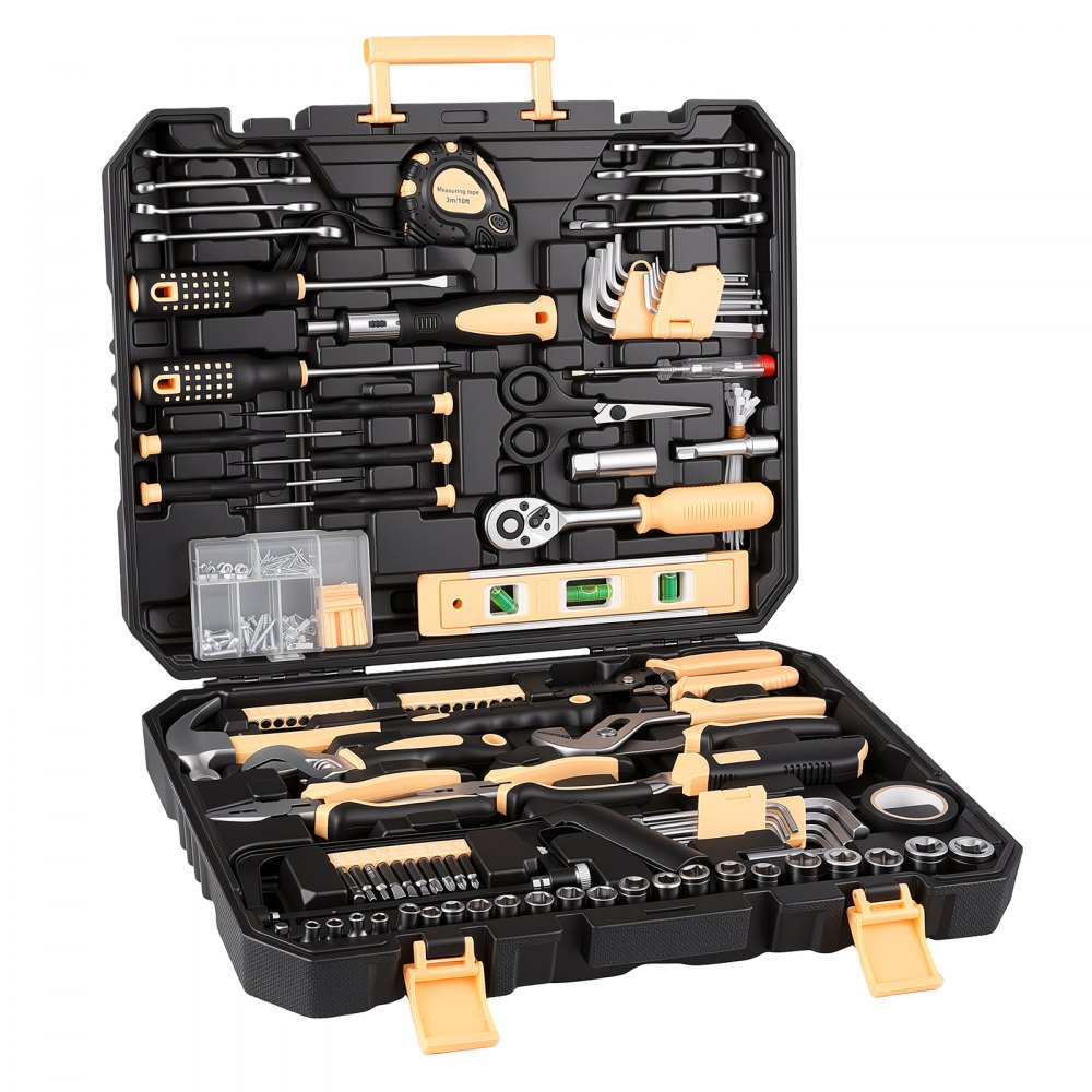 VEVOR Tool Kit 245-Piece General Household Tool Kit for Home Maintenance, For Everyday House Repairs and DIY Projects, with Portable Storage Case, High-Quality Steel, with Hammer, Wrench, Pliers