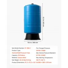 VEVOR 20-Gallon Vertical Well Pressure Tank, Pre-Charged Pressurized Water Tank for Well Pumps, Heavy-Duty Carbon Steel Water Storage Container for Home, School, Farm & Irrigation Systems