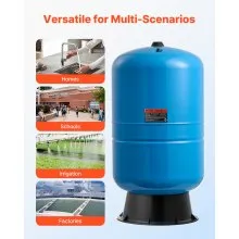 VEVOR 30-Gallon Vertical Well Pressure Tank, Pre-Charged Pressurized Water Tank for Well Pumps, Heavy-Duty Carbon Steel Water Storage Container for Home, School, Farm & Irrigation Systems