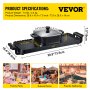 VEVOR Electric BBQ Grill Hot Pot Oven Pan 3in1 Barbecue Grill 2400W Plate Home