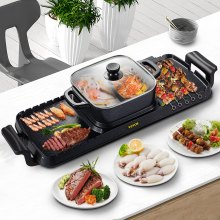 VEVOR Electric BBQ Grill Hot Pot Oven Pan 3in1 Barbecue Grill 2400W Plate Home