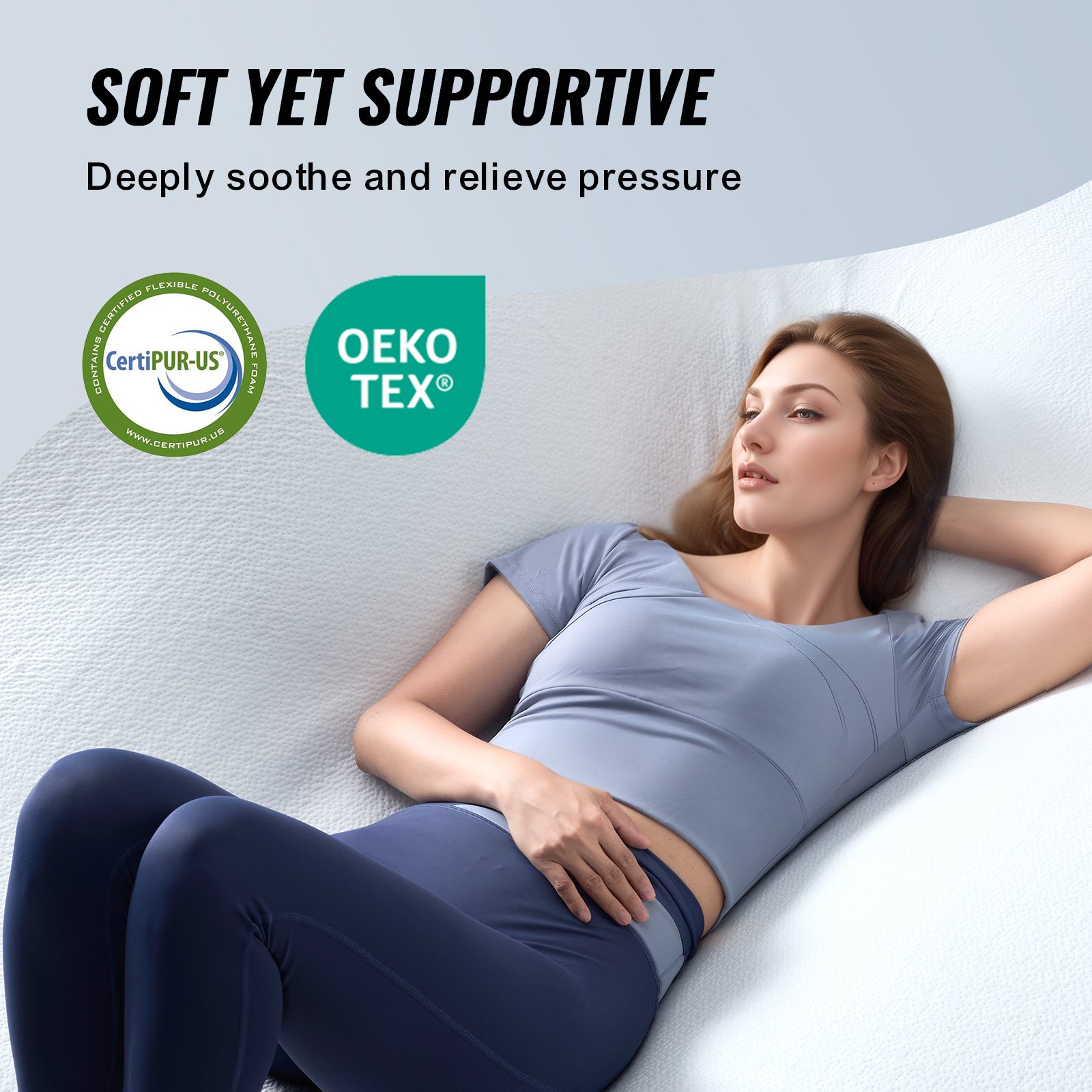 VEVOR Mattress Topper, Queen Size, 76.2 mm Thickness, Soft Memory Foam Pad, Premium Cooling Gel Infusion, Detachable and Washable Casing, Compressed Package for Quick Setup, Comfy Support for Any Bed