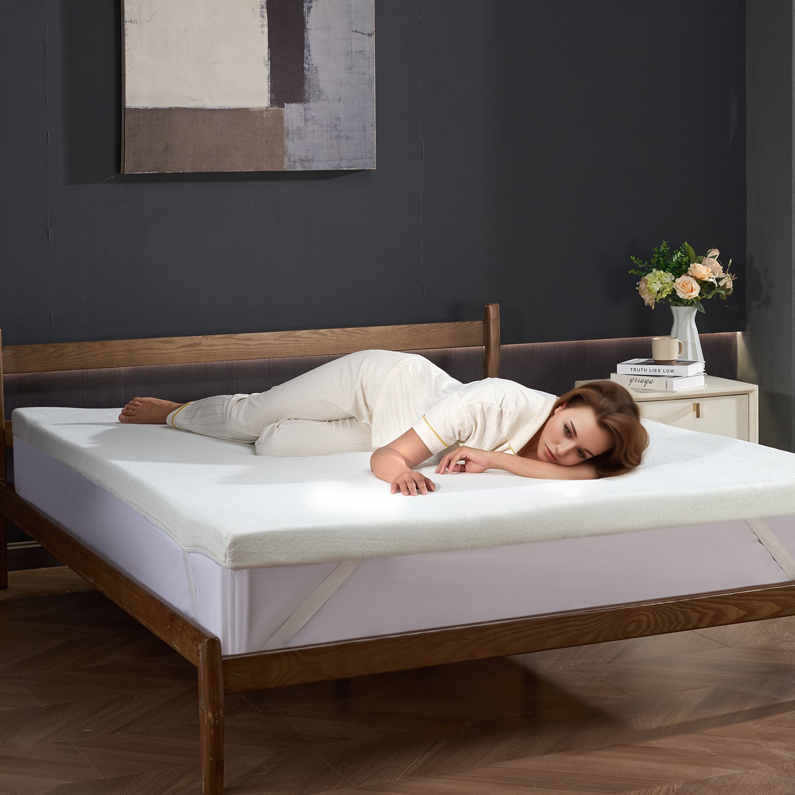 VEVOR Mattress Topper, Queen Size, 76.2 mm Thickness, Soft Memory Foam Pad, Premium Cooling Gel Infusion, Detachable and Washable Casing, Compressed Package for Quick Setup, Comfy Support for Any Bed