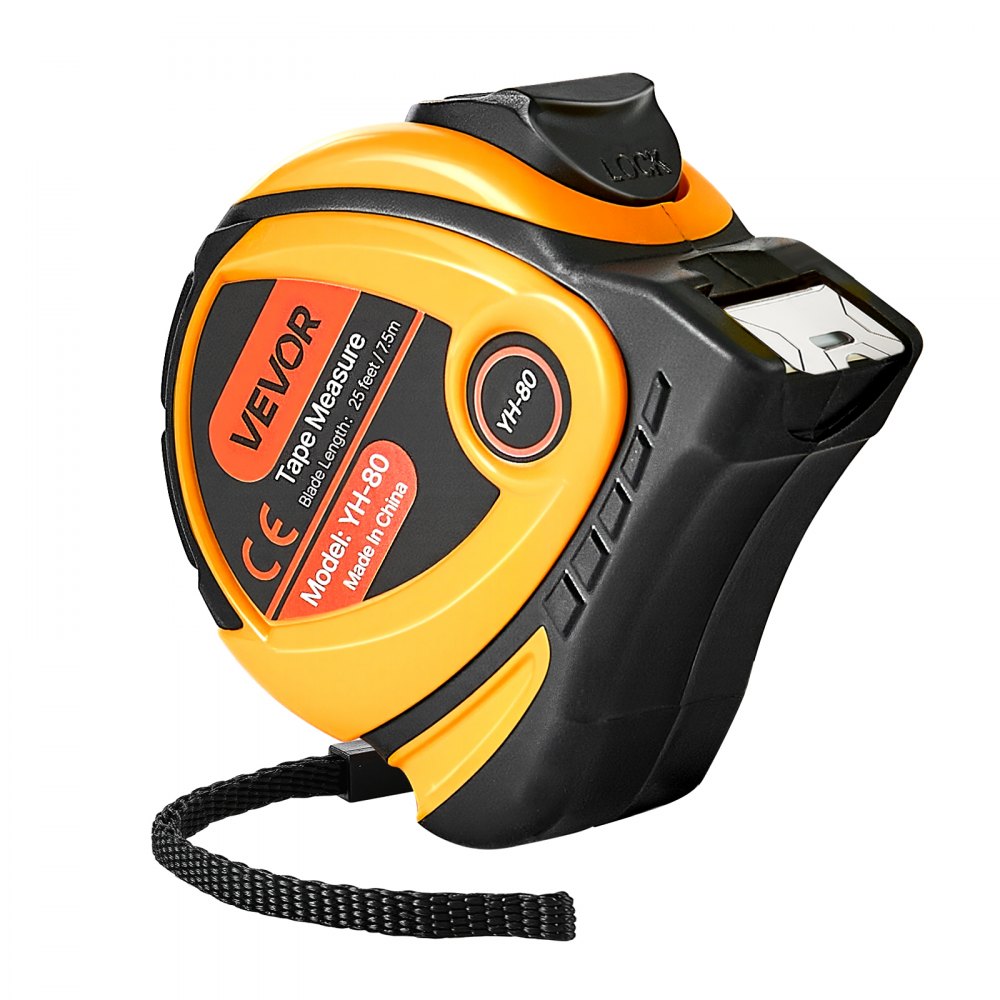 VEVOR Tape Measure 7620 mm Length, Measuring Tape with Retractable, One-Touch Lock, Imperial and Metric ft/m Dual-Scale & ABS Case & Easy Read Steel Measurement Tool, for Outdoor,Decoration