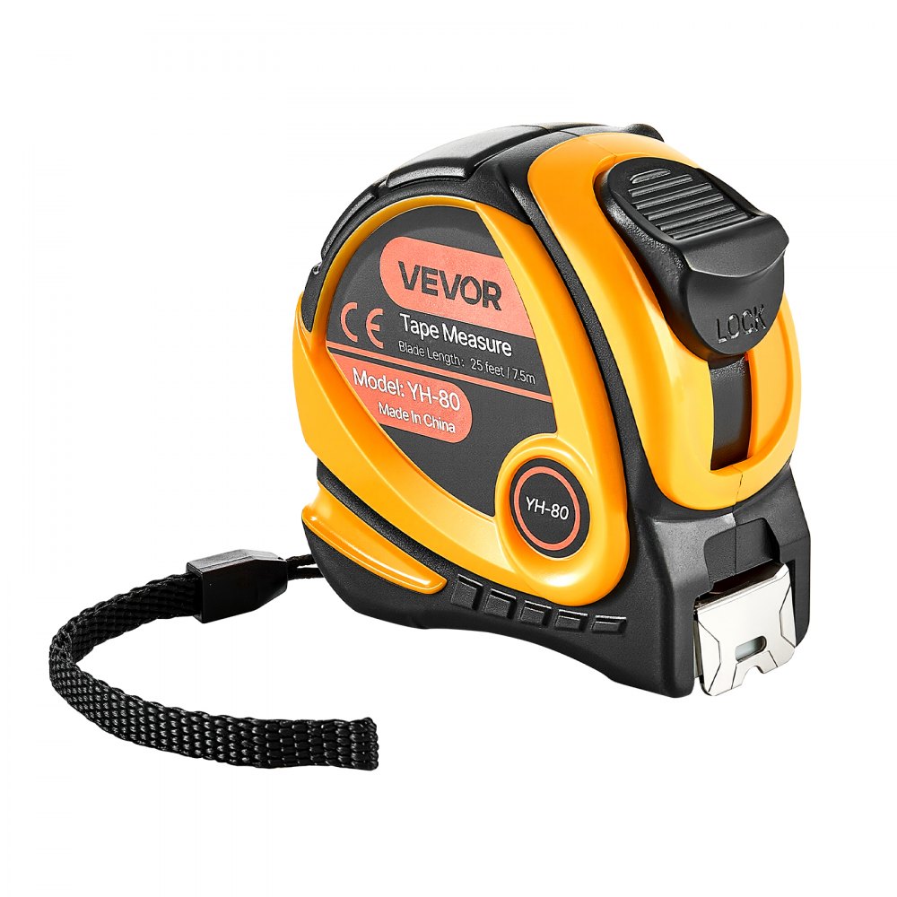 VEVOR Tape Measure 25 ft Length, Measuring Tape with Retractable, Imperial and Metric ft/m Dual-Scale & ABS Case & Easy Read Steel Measurement Tool, for Outdoor,Decoration