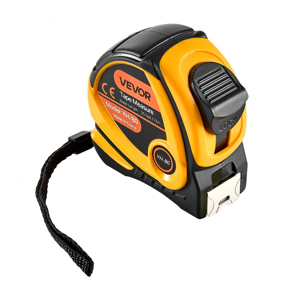 VEVOR Tape Measure 25 ft Length, Measuring Tape with Retractable, Imperial and Metric ft/m Dual-Scale & ABS Case & Easy Read Steel Measurement Tool, for Outdoor,Decoration