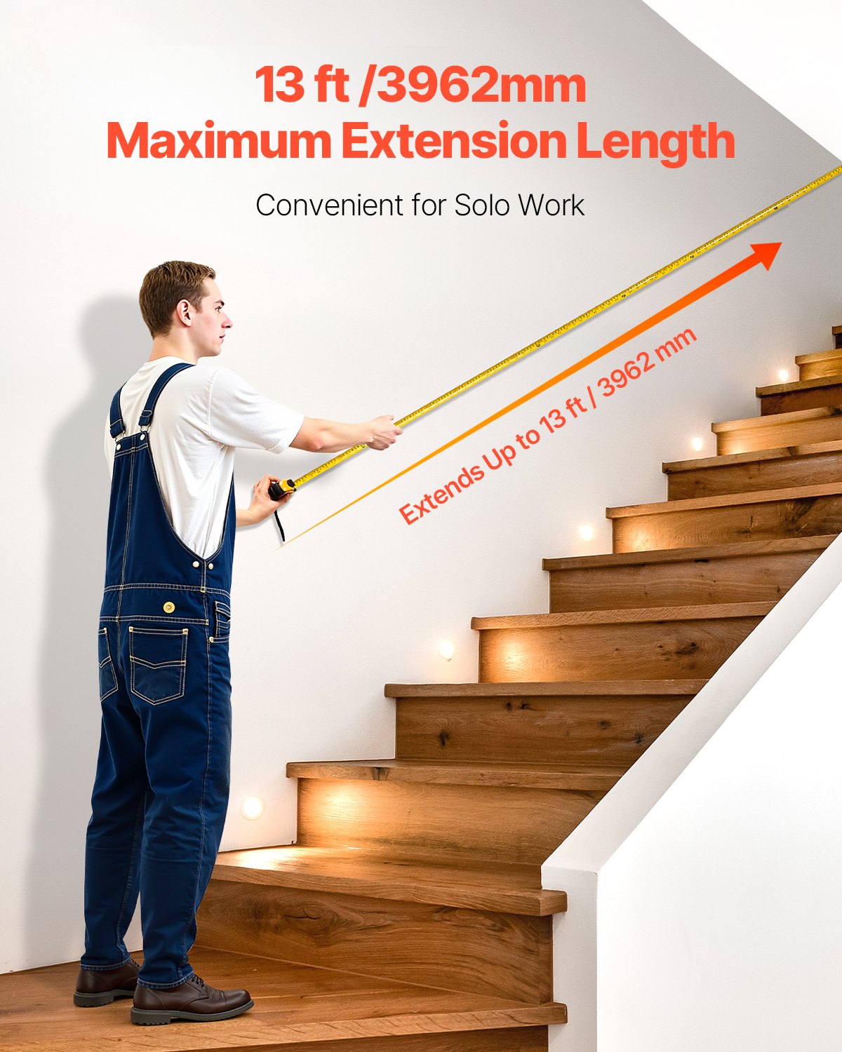VEVOR Tape Measure 25 ft Length, Measuring Tape with Retractable, Imperial and Metric ft/m Dual-Scale & ABS Case & Easy Read Steel Measurement Tool, for Outdoor,Decoration