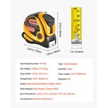 2 Packs Tape Measure 25ft Retractable Imperial Metric for Outdoor Decoration