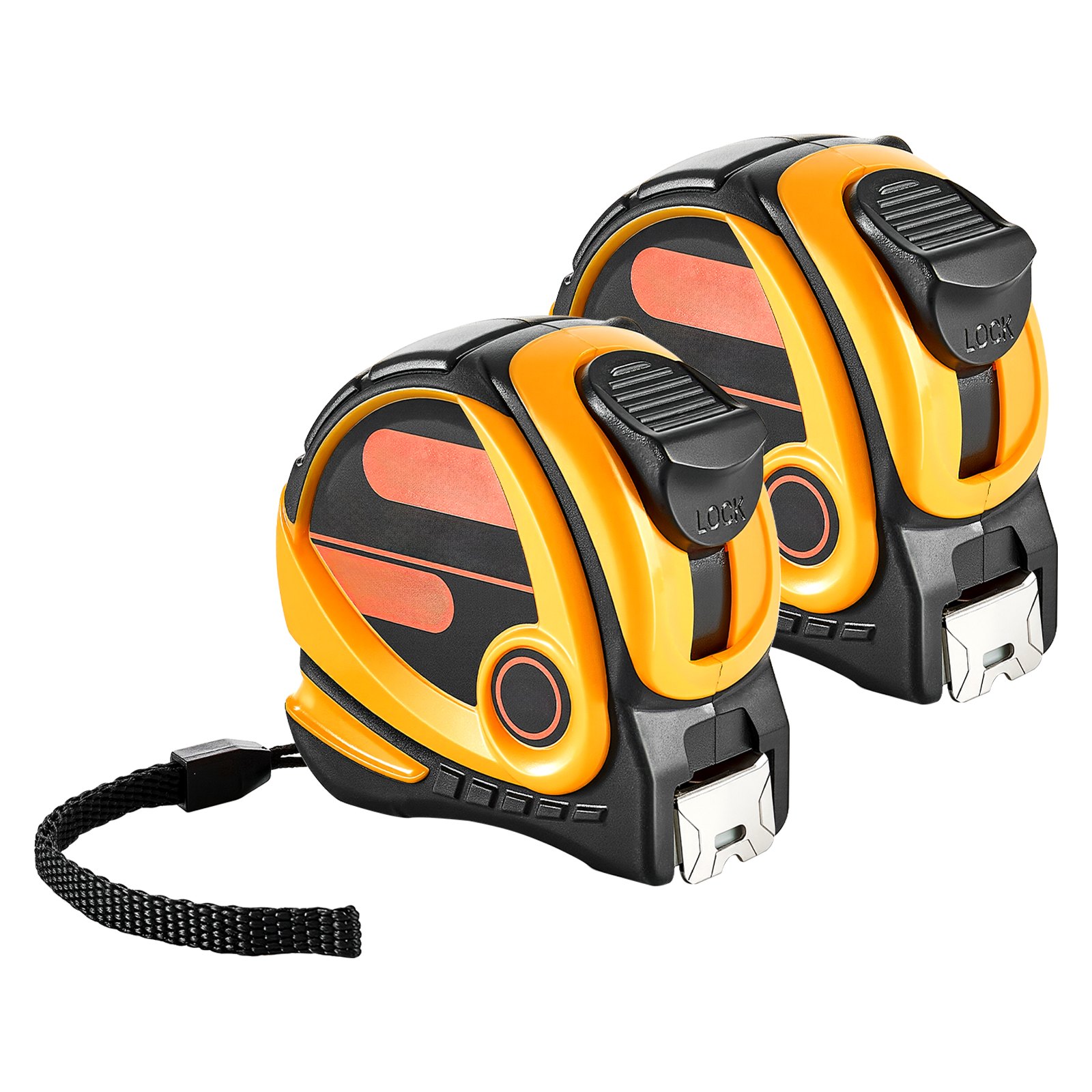VEVOR 2 Packs Tape Measure 7620 mm Length, Measuring Tape with Retractable, One-Touch Lock, Imperial and Metric ft/m Dual-Scale & ABS Case & Easy Read Steel Measurement Tool,for Outdoor,Decoration