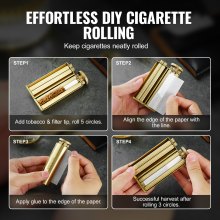 VEVOR Cigarette Rolling Machine Solid Brass Tobacco Roller Fits Up to 70mm Paper