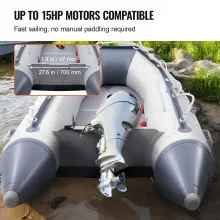 VEVOR Inflatable Dinghy Boat, 4-Person Transom Sport Tender Boat, with Marine Wood Floor and Adjustable Aluminum Bench, 1000 lbs Inflatable Fishing Boat Raft, Aluminum Oars, Air Pump, and Carry Bag