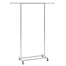 VEVOR Clothes Rack with Wheels, Heavy Duty Clothing Garment Rack with Hanging Rod and Bottom Storage Area, Adjustable Length Clothing Rack, 2 Lockable Wheels