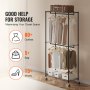 VEVOR Heavy Duty Clothes Rack, Double Hanging Rods Clothing Garment Rack with Bottom and Top Storage Tier, Rolling Clothing Rack for Hanging Clothes, Thicken Steel Tube Hold Up to 136 KG