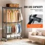 VEVOR Heavy Duty Clothes Rack, Double Hanging Rods Clothing Garment Rack with Bottom and Top Storage Tier, Rolling Clothing Rack for Hanging Clothes, Thicken Steel Tube Hold Up to 136 KG