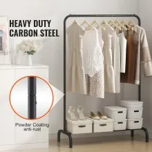 VEVOR Clothes Rack, Heavy Duty Clothing Garment Rack with Hanging Rod and Bottom Storage Area, Clothing Rack for Bedroom Guest Room