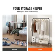 VEVOR Clothes Rack, Heavy Duty Clothing Garment Rack with Hanging Rod and Bottom Storage Area, Clothing Rack for Bedroom Guest Room