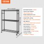 VEVOR Heavy Duty Clothes Rack, Rolling Clothing Garment Rack with 3 Storage Tiers, 2 Rods and 2 Pairs Side Hooks, Adjustable Height Clothing Rack Closet for Hanging Clothes, 400 Lbs Load Capacity