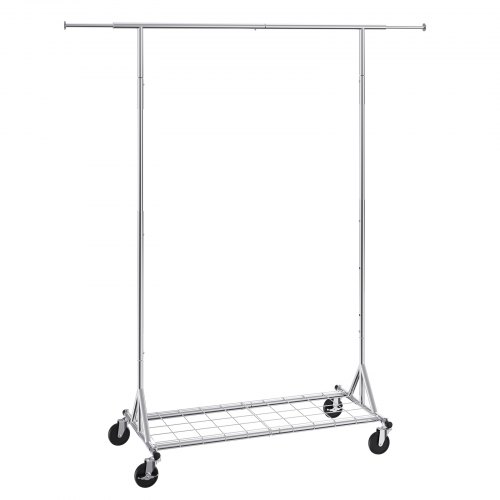 VEVOR Clothes Rack with Wheels, Heavy Duty Clothing Garment Rack, Commercial Clothing Rack for Hanging Clothes with Bottom Storage Area, 204 kg Load Capacity, Adjustable Height and Extendable Length