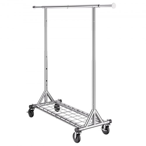 Perchero Rodante Con Ruedas Bloqueables - Capacidad 420 Lbs, Estantes, Metal Negro, Portátil