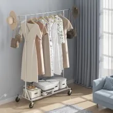 VEVOR Clothes Rack with Wheels, Heavy Duty Clothing Garment Rack, Commercial Clothing Rack for Hanging Clothes with Bottom Storage Area, 450 lbs Load Capacity, Adjustable Height and Extendable Length