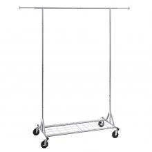 VEVOR Clothes Rack with Wheels, Heavy Duty Clothing Garment Rack, Commercial Clothing Rack for Hanging Clothes with Bottom Storage Area, 204 kg Load Capacity, Adjustable Height and Extendable Length