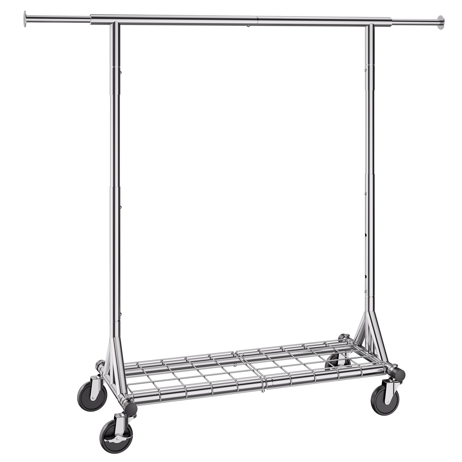 VEVOR Clothes Rack with Wheels, Heavy Duty Clothing Garment Rack, Commercial Clothing Rack for Hanging Clothes with Bottom Storage Area, 204 kg Load Capacity, Adjustable Height and Extendable Length