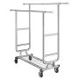 VEVOR Heavy Duty Clothes Rack, Double Hanging Rod Clothing Garment Rack for Hanging Clothes, Adjustable Height and Extendable Length Clothing Rack with Bottom Storage Area, 272 KG Load Capacity