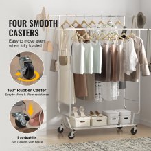 VEVOR Heavy Duty Clothes Rack, Double Hanging Rod Clothing Garment Rack for Hanging Clothes, Adjustable Height and Extendable Length Clothing Rack with Bottom Storage Area, 272 KG Load Capacity