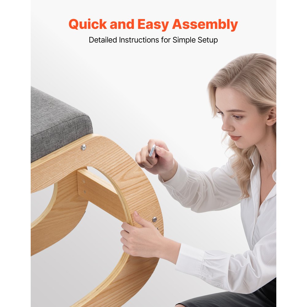 VEVOR Ergonomic Kneeling Chair, Wooden Posture Knee Chair with Thick Foam Cushions and Solid Wood Frame, Adjustable Height, Natural Relief for Neck or Back Pain for Home, Office or Meditation, Gray