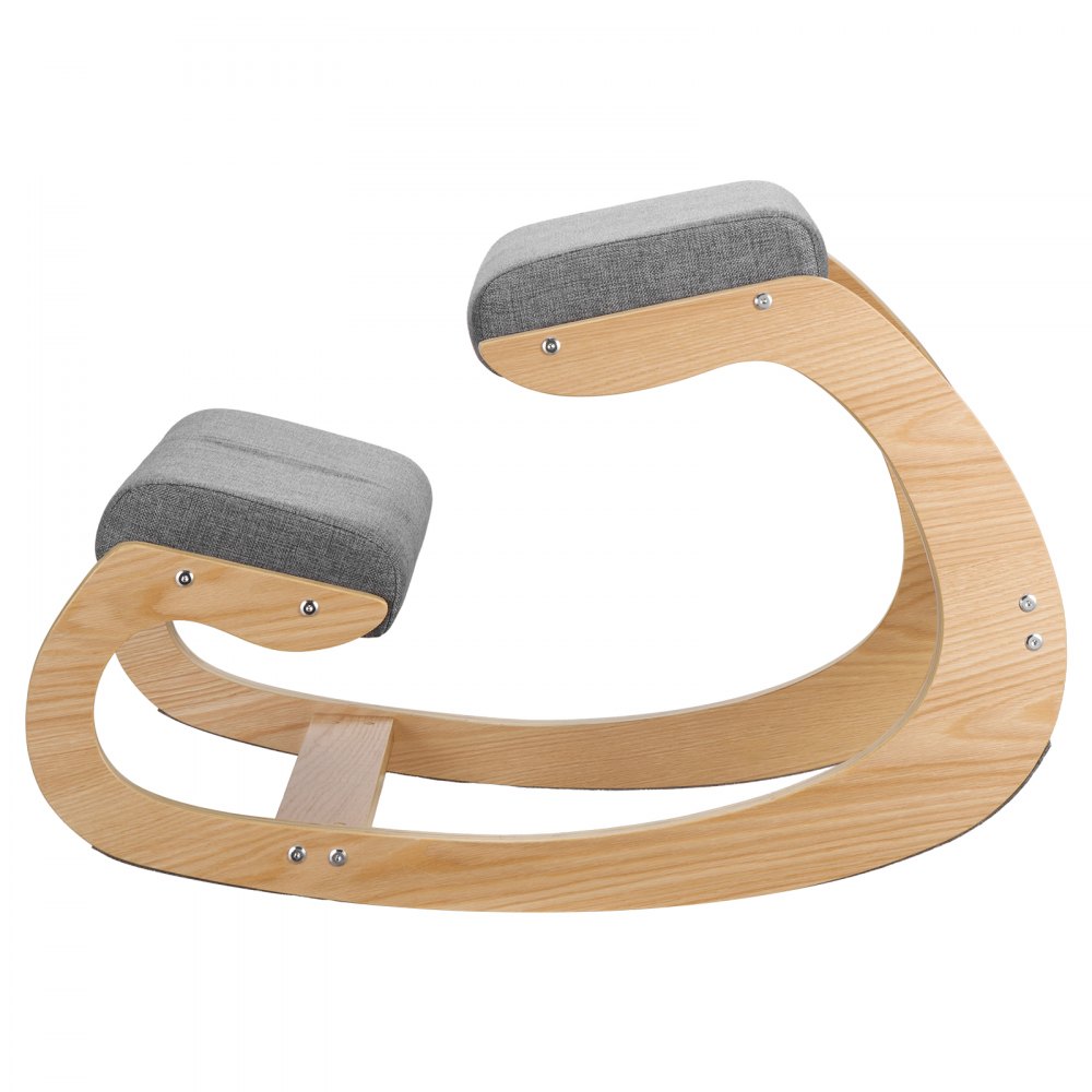 VEVOR Ergonomic Kneeling Chair, Wooden Posture Knee Chair with Thick Foam Cushions and Solid Wood Frame, Adjustable Height, Natural Relief for Neck or Back Pain for Home, Office or Meditation, Gray
