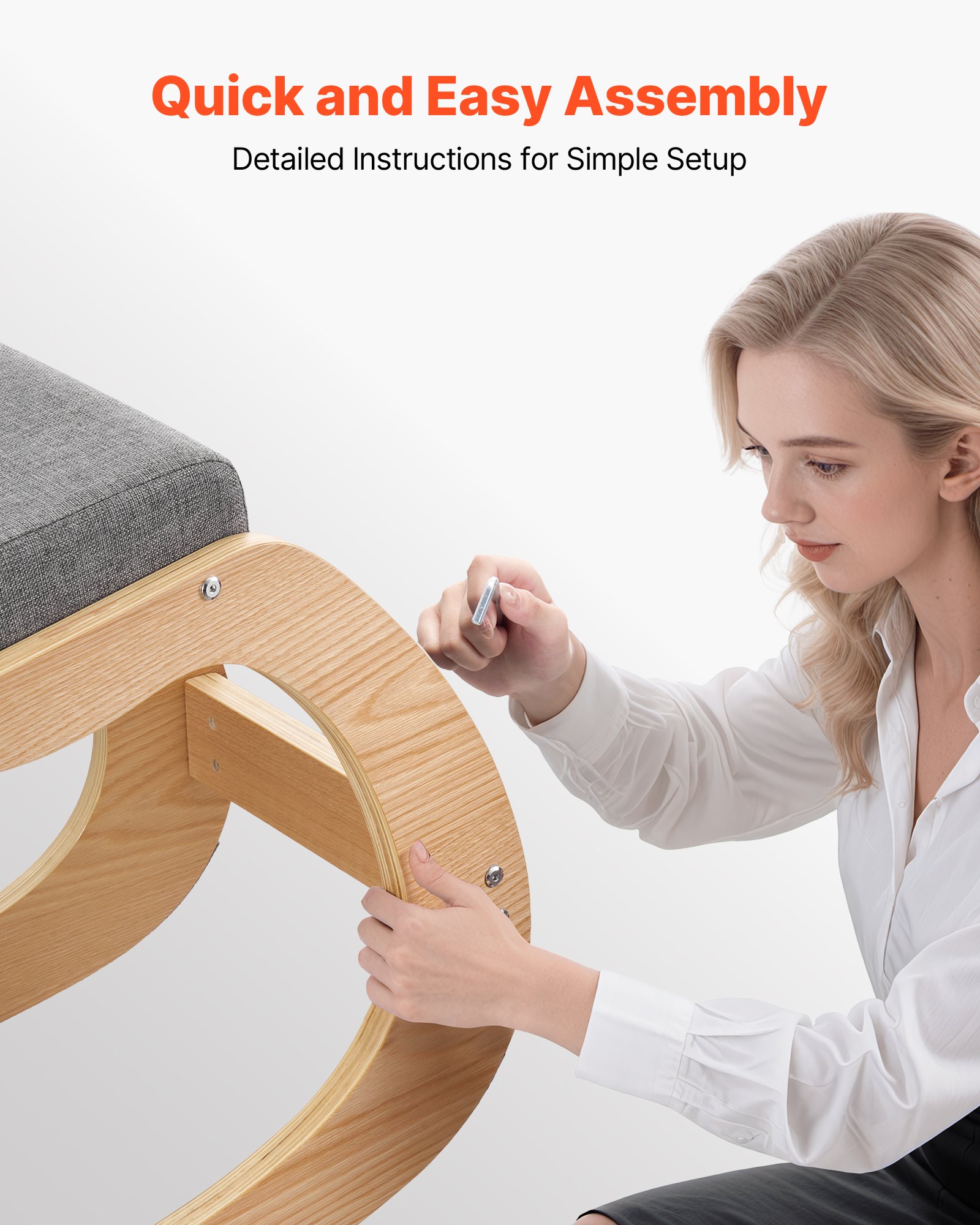 VEVOR Ergonomic Kneeling Chair, Wooden Posture Knee Chair with Thick Foam Cushions and Solid Wood Frame, Adjustable Height, Natural Relief for Neck or Back Pain for Home, Office or Meditation, Gray