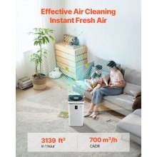 VEVOR 3139 ft²/h Air Purifier H13 HEPA Smart Air Purifier for Home & Office