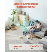 Purificador de aire inteligente HEPA H13 de 3139 ft²/h para el hogar y la oficina
