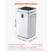 3139 ft²/h Air Purifier H13 HEPA Smart Air Purifier for Home & Office