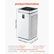 Purificador de aire inteligente HEPA H13 de 3139 ft²/h para el hogar y la oficina