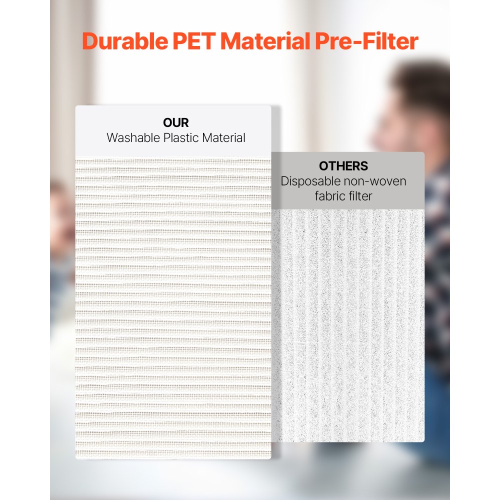 VEVOR Air Purifier Replacement Filter, H13, 3-in-1 Compact & Lightweight Replacement Filter with Sturdy PET Pre-Filter, Easy-to-Grab Purifier Filter with Activated Carbon, Fit for Square Purifier
