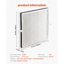 Filtro de repuesto para purificador de aire 3 en 1, filtro H13 con prefiltro PP