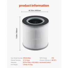 Filtro de repuesto para purificador de aire 3 en 1, filtro H13 con prefiltro PP