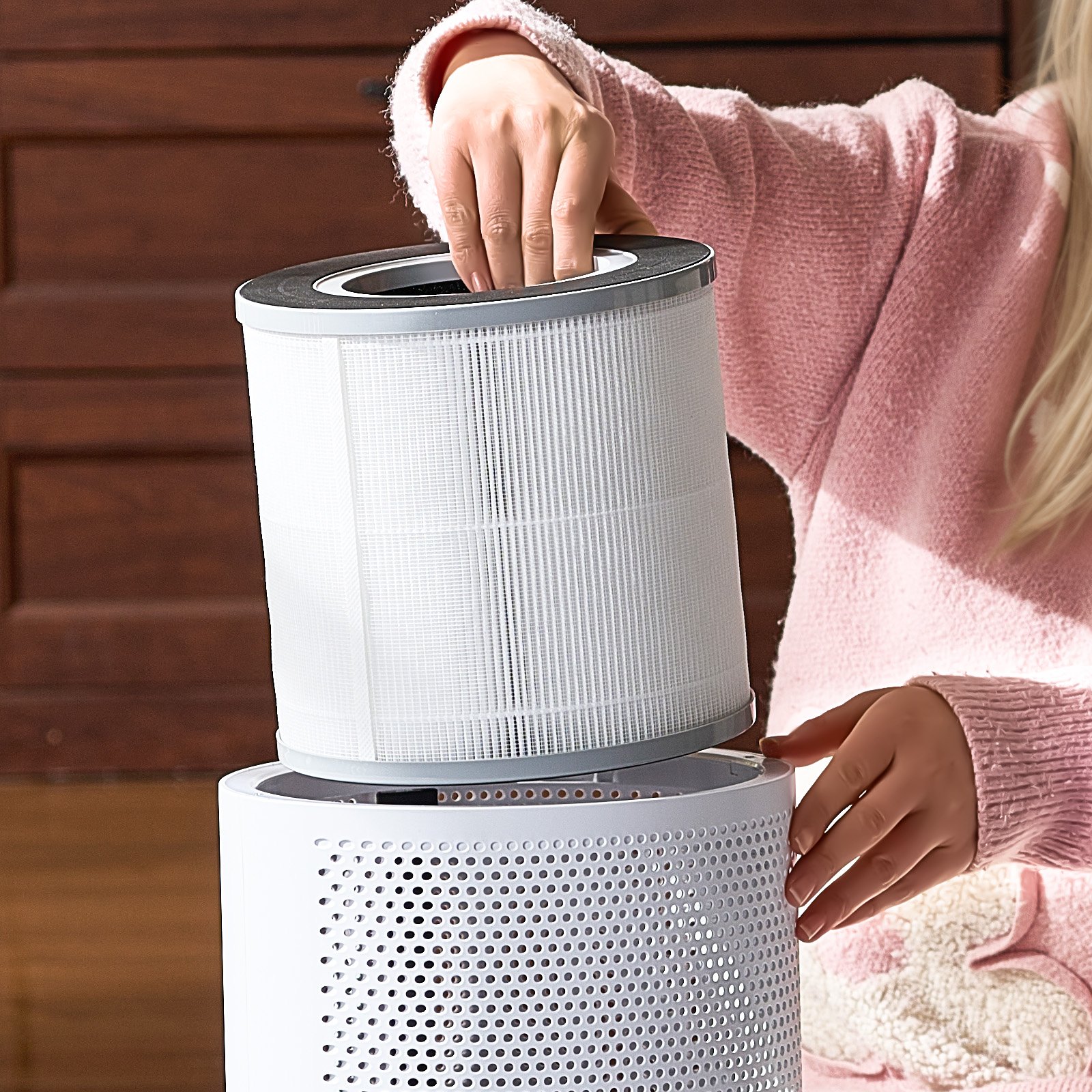 VEVOR Air Purifier Replacement Filter, H13, 3-in-1 Compact & Lightweight Replacement Filter with PP Pre-Filter, Easy-to-Grab Purifier Filter with Activated Carbon, Fit for Cylindrical Purifier