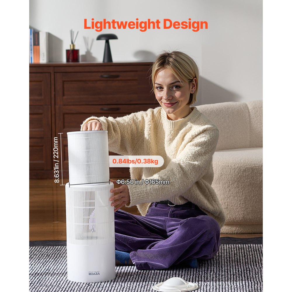 VEVOR Air Purifier Replacement Filter, H11, 2-in-1 Compact & Lightweight Replacement Filter with PET Pre-Filter, Easy-to-Grab Purifier Filter with Non-Woven Fabric, Fit for Cylindrical Purifier