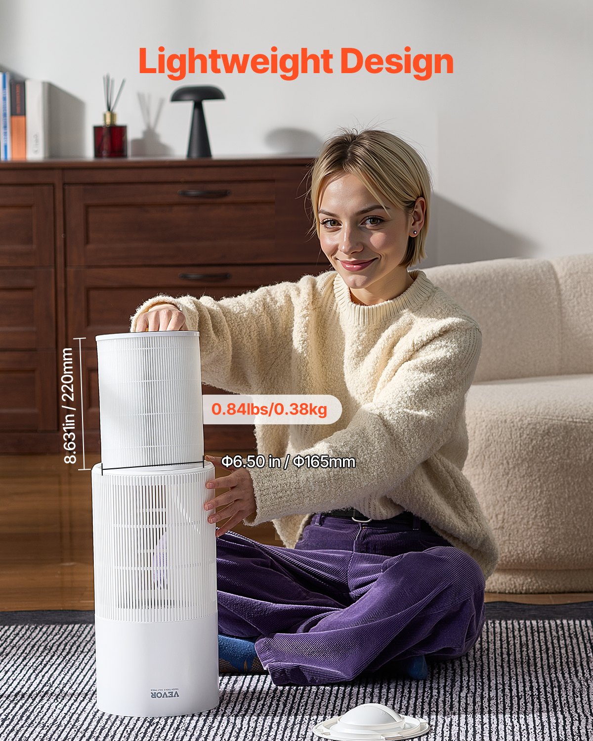 VEVOR Air Purifier Replacement Filter, H11, 2-in-1 Compact & Lightweight Replacement Filter with PET Pre-Filter, Easy-to-Grab Purifier Filter with Non-Woven Fabric, Fit for Cylindrical Purifier