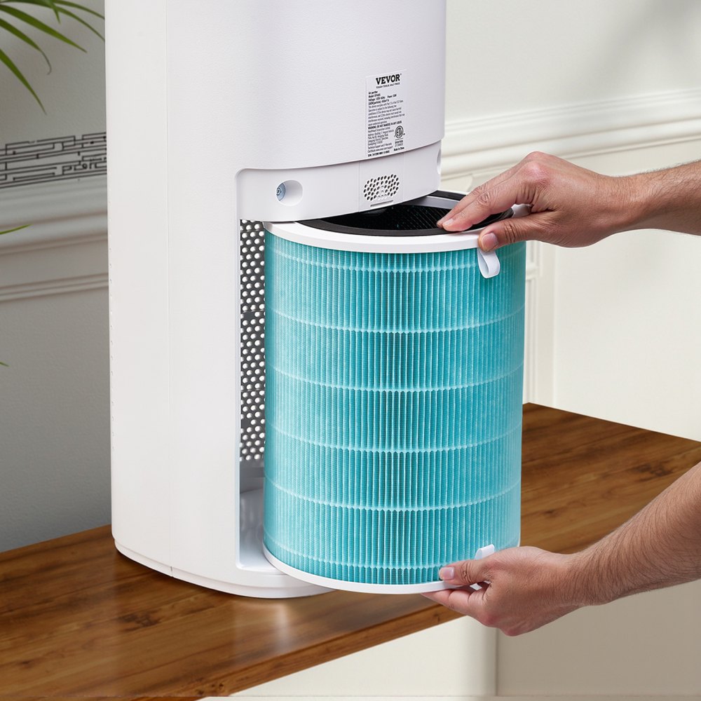 VEVOR Air Purifier Replacement Filter, H13, 3-in-1 Compact & Lightweight Replacement Filter with Sturdy PP Pre-Filter, Easy-to-Grab Purifier Filter with Activated Carbon, Fit for Cylindrical Purifier