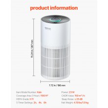 1100 ft²/h Air Purifier H11 HEPA Smart Air Purifier for Home & Office