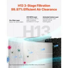 Purificador de aire inteligente HEPA H13 de 1200 ft²/h para el hogar y la oficina